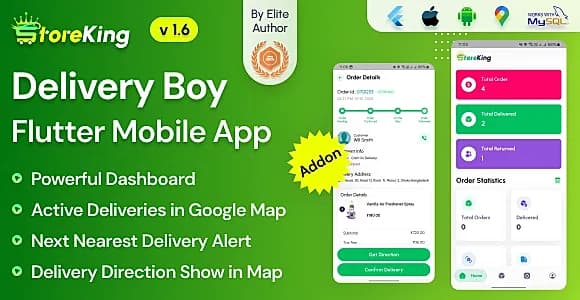 StoreKing - eCommerce (Grocery, Pharmacy, Supershop) Delivery Man Flutter Mobile App
