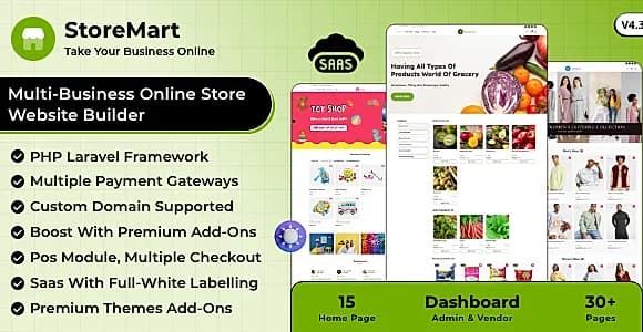 StoreMart SaaS - Online Product Selling Business Website Builder