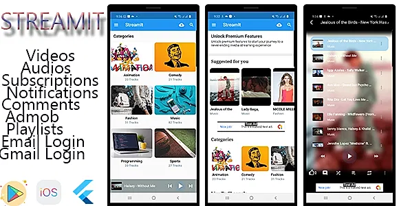 StreamIt - Audio & Video Streaming App for Android and IOS platforms.