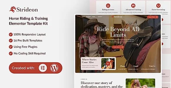 Strideon - Horse Riding & Training Elementor Template Kit