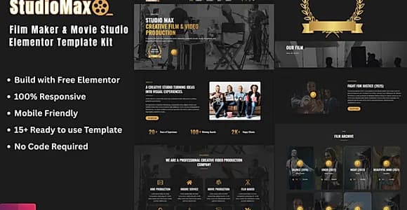 StudioMax - Film Maker & Movie Studio Elementor Template Kit