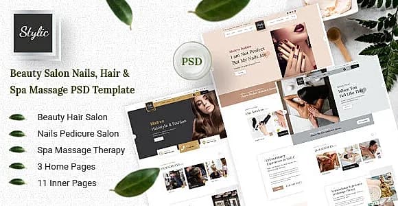 Stylic - Beauty Salon for Nails, Hair & Spa Massage PSD Template
