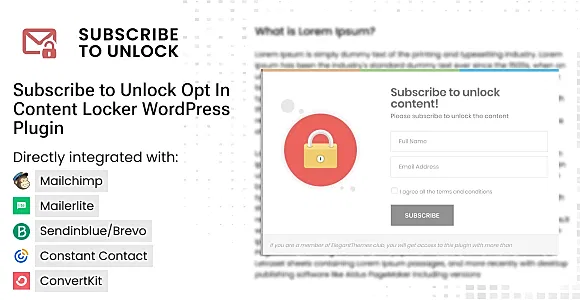 Subscribe to Unlock Opt In Content Locker WordPress Plugin