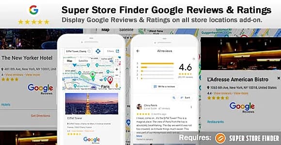 Super Store Finder Google Reviews & Ratings Add-on WordPress Plugin