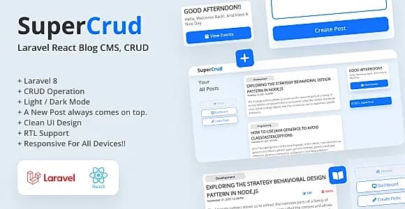 SuperCrud - Laravel React Blog CMS, Crud Builder