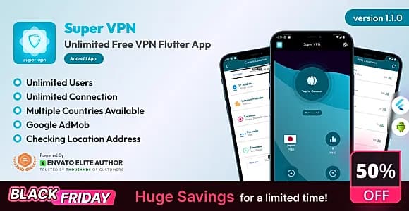 SuperVPN - Unlimited Free VPN Flutter App