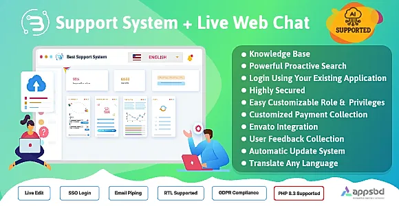 Support System-Live Web Chat & Client Desk & Ticket Help Desk