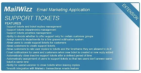 Support tickets system for MailWizz EMA