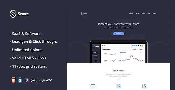 Sware SaaS & Software Landing HTML5 Page Template
