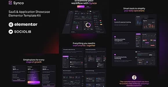 Synco - SaaS & Software Showcase Elementor Template Kit