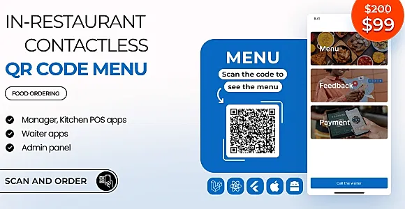 A table QR-code based contactless ordering and order management system (Admin, POS, Kitchen, Waiter)