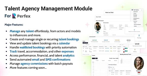 Talent Agency Management Module for Perfex CRM