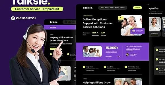 Talksie - Customer Service Website Elementor Template Kit