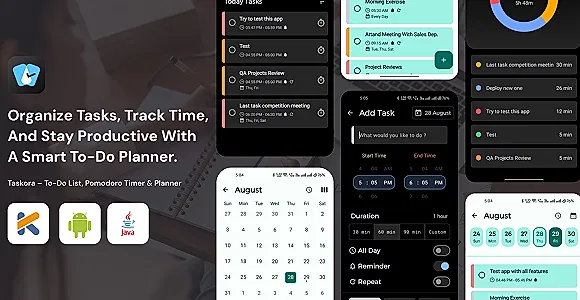 Taskora – To-Do List, Pomodoro Timer & Planner Android App