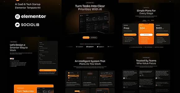 Taskpad - AI Saas & Tech Startup Elementor Template Kit