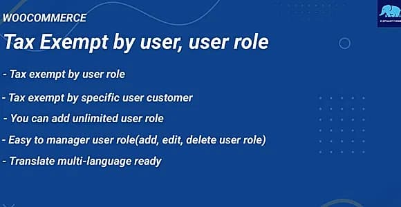 Tax Exempt by user, user role for WooCommerce WordPress Plugin