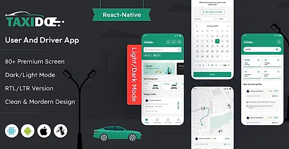 Taxido - React Native Taxi App | Rider + Driver App Expo UI KIT