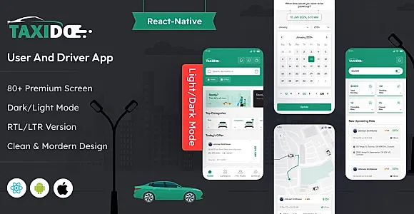 Taxido - React Native Taxi App | Rider + Driver App UI KIT
