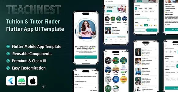 TeachNest – Tuition & Tutor Finder Flutter App UI Template