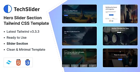 TechSlider - Hero Slider Section Tailwind CSS 3 HTML Template
