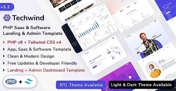 Techwind - PHP App, Saas & Software Landing & Admin Dashboard Template