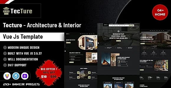 Tecture - Architecture & Interior Vue Js Template