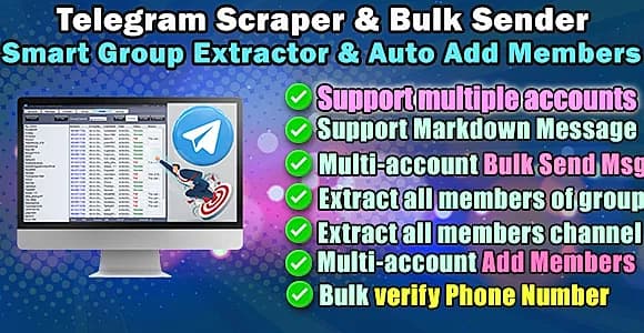 Telegram Scraper & Bulk Sender – Smart Group Extractor & Auto Add Members