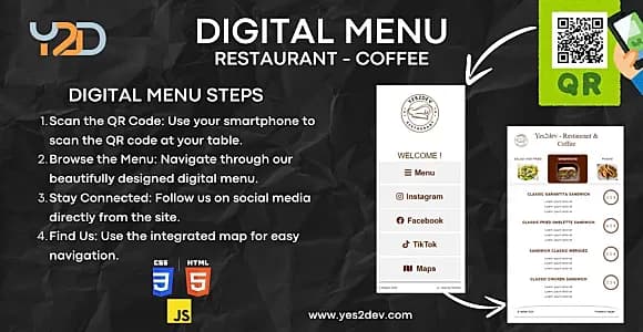Template Digital Menu - Restaurant Coffe - HTML5 CSS3 JS