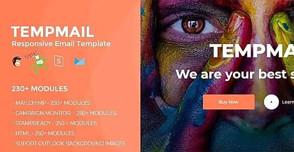 TEMPMAIL - Responsive Email Template (230+ Modules) + Online Stampready Builder