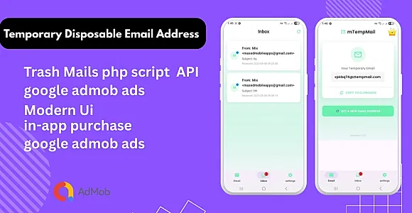 Temporary Disposable Email Address  Flutter app, Trash Mails API