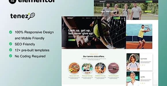 Tenez - Tennis School & Club Elementor Template Kit