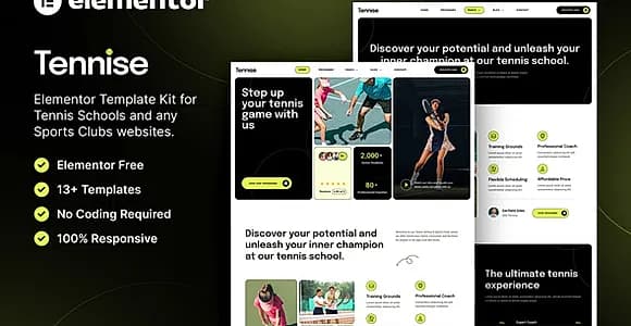 Tennise – Tennis School & Sports Club Elementor Template Kit