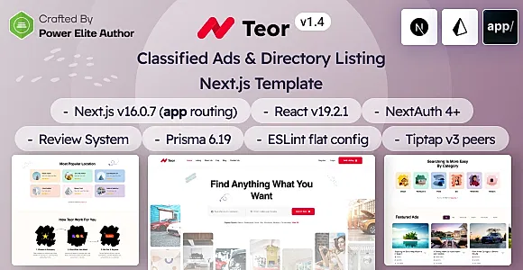 Teor - Classified Ads & Directory Listing Nextjs 16 Script