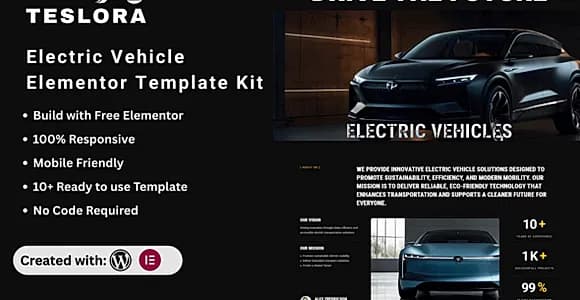 Teslora - Electric Vehicle Elementor Template Kit