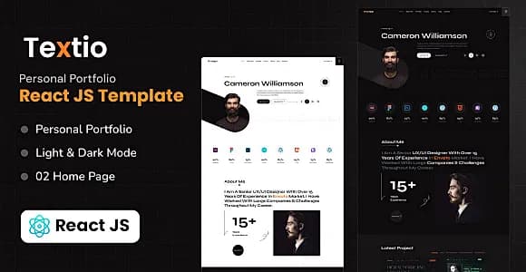 Textio – React Personal Portfolio Template