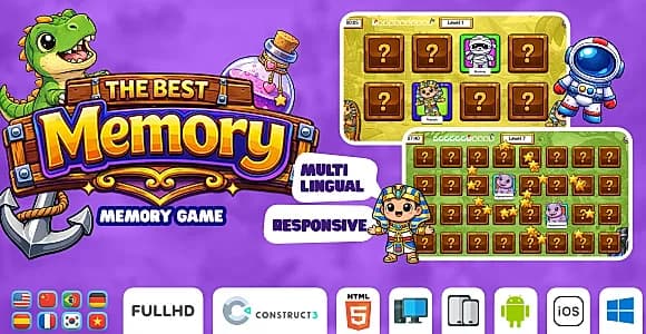 The Best Memory - Memory Game - HTML5 Game (Construct3)