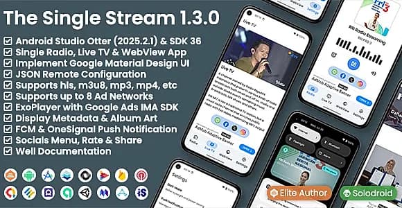 The Single Stream - Single Radio, Live TV & WebView App