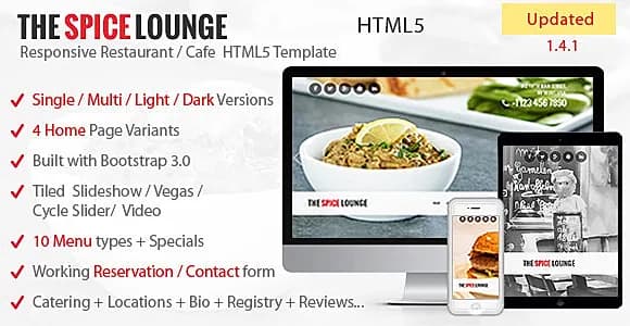 The Spice Lounge - Restaurant / Cafe HTML5 Template