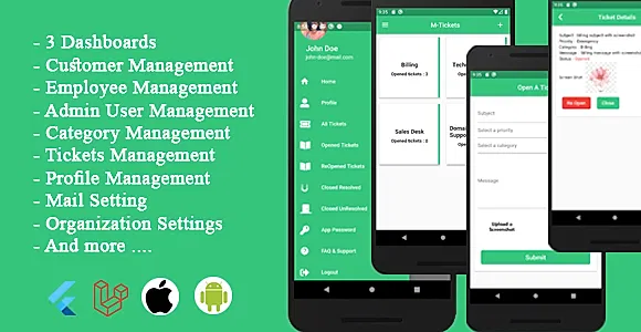 M Ticket Flutter + PHP Laravel Admin Panel