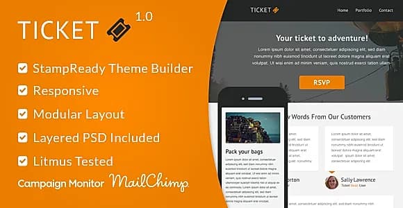 Ticket - Responsive Email Template + StampReady