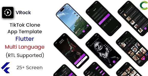 TikTok Clone App Template in Flutter | Video Creating & Sharing App | Short Video App | VRock