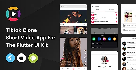 Tiktok Clone | Short Video App For The Flutter UI Kit | Android | iOS