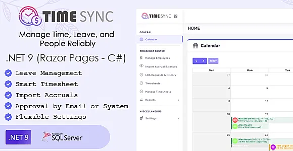 TimeSync – Timesheet & LOA Management (.NET 9 - Razor Pages - C#)