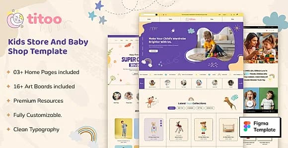Titoo -  Kids Fashion, Toys Shop Figma Template