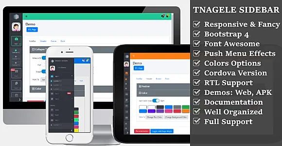 Tnagele SideBar: Fancy Responsive Sidebar Navigation