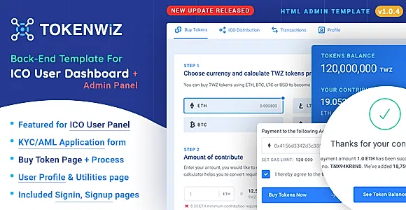 TokenWiz - ICO User Dashboard & ICO Admin Template