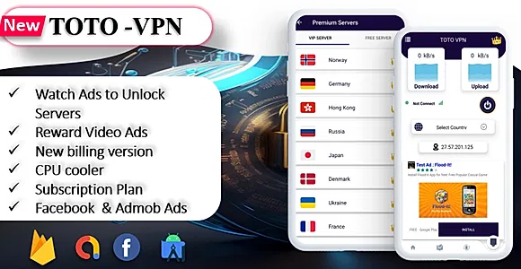 TOTO - VPN | VPN App | Facebook Ads | Admob Ads | Ads Manage Remotely | VPN  | VPN Subscription Plan