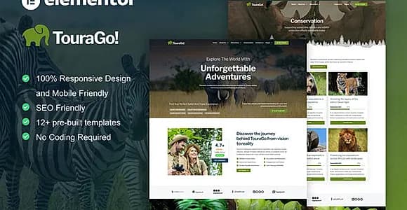Tourago - Safari & Zoo Elementor Pro Template Kit