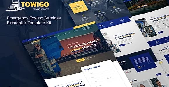 Towigo – Emergency Towing Services Elementor Template Kit