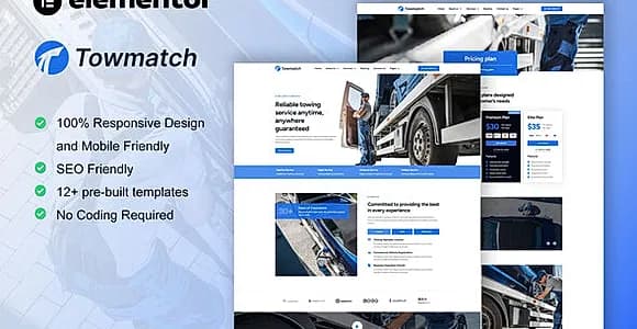 TowMatch - Towing Services Elementor Pro Template Kit